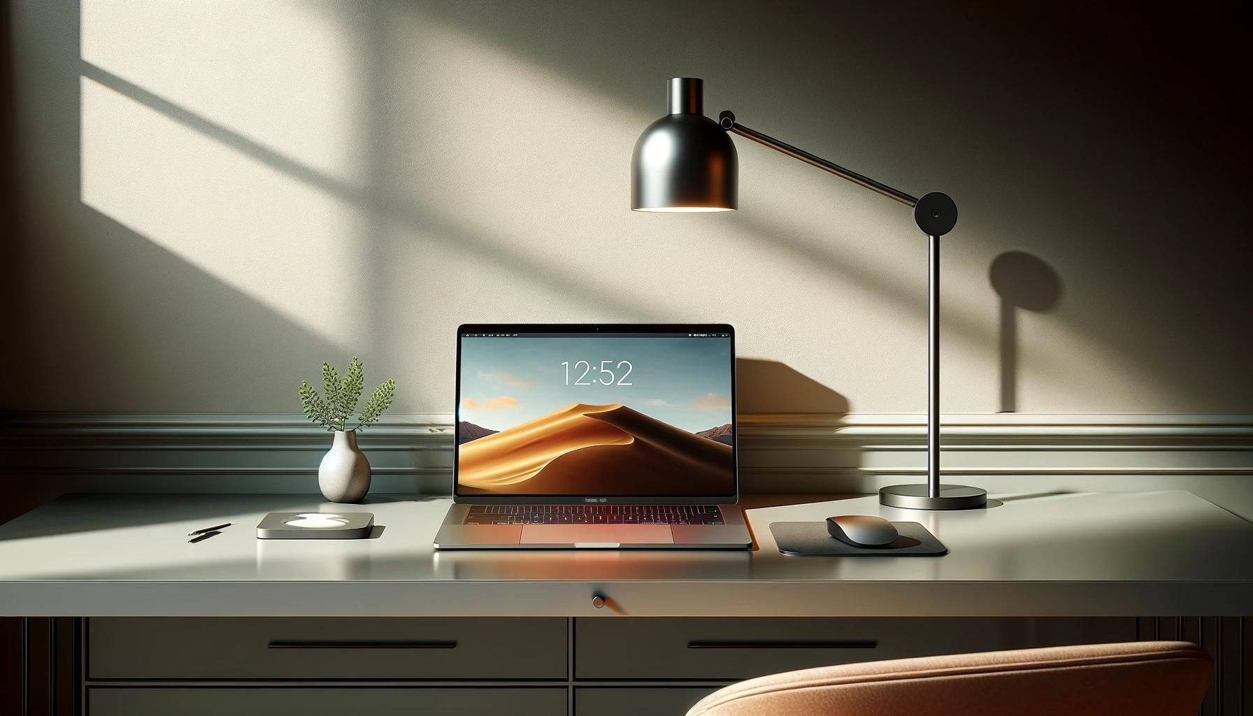 Macbook pro on a modern desk