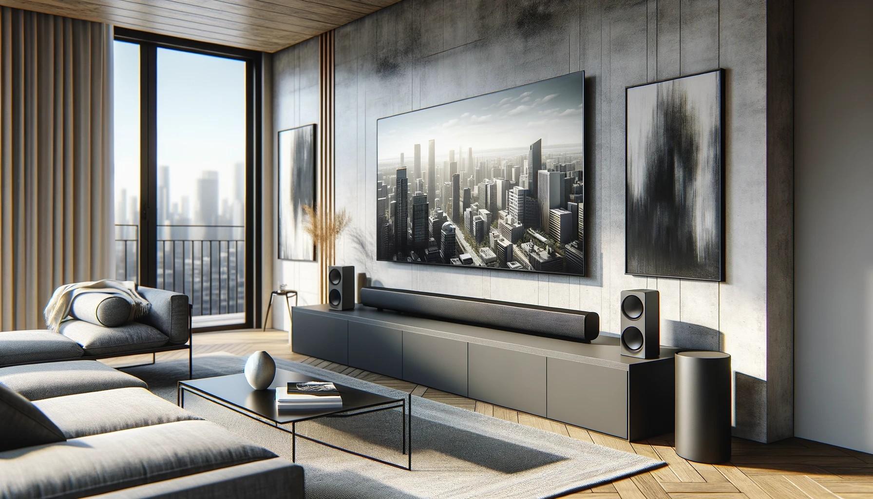 Soundbar in a modern living room